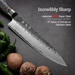 Japanese Chef Knife, 8 Inch Damascus Kitchen Knife with VG10 Steel Core, Professional Black Forged Kitchen Knives with Ergonomic Handle, Leather Sheath and Luxurious Gift Box, Cooking Gifts for Men