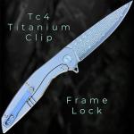 TACTICAL GEARZ Damascus Pocket Folding Knife for EDC, Titanium Handle, 67 Multi-Layered Damascus Steel Blade w/VG10 Core (Volan XT)