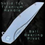 TACTICAL GEARZ Damascus Pocket Folding Knife for EDC, Titanium Handle, 67 Multi-Layered Damascus Steel Blade w/VG10 Core (Volan XT)