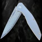 TACTICAL GEARZ Damascus Pocket Folding Knife for EDC, Titanium Handle, 67 Multi-Layered Damascus Steel Blade w/VG10 Core (Volan XT)