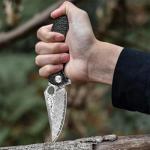 Zingbee Pocket Knife for EDC Damascus Pocket Knife with Black Aluminum Handle 3.3" Damascus Blade Pocket knives & Folding Knives