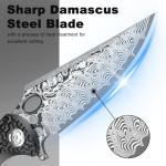 Zingbee Pocket Knife for EDC Damascus Pocket Knife with Black Aluminum Handle 3.3" Damascus Blade Pocket knives & Folding Knives