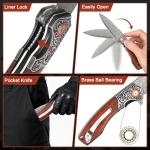 Zingbee Damascus Pocket Knife For Men, Folding Knife With Clip & 3.34" Damascus Steel Blade, EDC Pocket Knife with Sandalwood Handle for Camping Hunting Outdoor