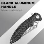Zingbee Pocket Knife for EDC Damascus Pocket Knife with Black Aluminum Handle 3.3" Damascus Blade Pocket knives & Folding Knives