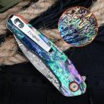 Zingbee Damascus Pocket Knife, 3.03" VG10 Damascus Steel Blade Folding Knife with Abalone Shell Handle, EDC Camping Knives for Outdoor Indoor, Gifts for Women Men