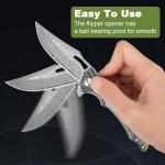 Zingbee Damascus Pocket Knife for Women, 3.15" VG10 Damascus Steel Blade EDC Folding Knife with Sheath, Abalone Shells Handle, Ideal Gifts for Woman Men