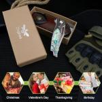 Zingbee Damascus Pocket Knife for Women, 3.15" VG10 Damascus Steel Blade EDC Folding Knife with Sheath, Abalone Shells Handle, Ideal Gifts for Woman Men