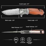 Zingbee Pocket Knife with Glass Breaker, EDC Damascus Folding Knife with Seatbelt Cutter, 3.35" VG10 Damascus Steel Blade Multitool Pocket Knives with Wood Handle