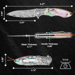 Zingbee Damascus Pocket Knife For Men, Folding Knife With Clip & 3.54" VG10 Damascus Steel Blade, EDC Folding Pocket Knife For Hunting Camping, Gift for Christmas Birthday