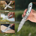 Zingbee Damascus Pocket Knife For Men, Folding Knife With Clip & 3.54" VG10 Damascus Steel Blade, EDC Folding Pocket Knife For Hunting Camping, Gift for Christmas Birthday