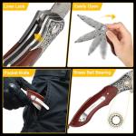 Zingbee Damascus Pocket Knife For Men, Folding Knife With Clip & 3.54" VG10 Damascus Steel Blade, EDC Folding Pocket Knife For Hunting Camping, Gift for Christmas Birthday