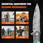 Zingbee Damascus Pocket Knife For Men, Folding Knife With Clip & 3.54" VG10 Damascus Steel Blade, EDC Folding Pocket Knife For Hunting Camping, Gift for Christmas Birthday