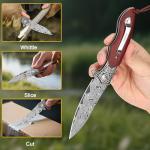 Zingbee Damascus Pocket Knife For Men, Folding Knife With Clip & 3.54" VG10 Damascus Steel Blade, EDC Folding Pocket Knife For Hunting Camping, Gift for Christmas Birthday