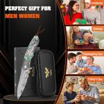 Zingbee Damascus Pocket Knife For Men, Folding Knife With Clip & 3.54" VG10 Damascus Steel Blade, EDC Folding Pocket Knife For Hunting Camping, Gift for Christmas Birthday