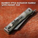 KATSU Handmade Bamboo Damascus Steel Folding Knife