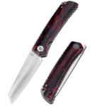 KATSU Folding Pocket Japanese Knife, G10 Handle, EDC Knife w/ D2 Steel Blade, Leather Sheath