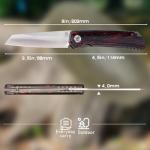 KATSU Folding Pocket Japanese Knife, G10 Handle, EDC Knife w/ D2 Steel Blade, Leather Sheath