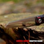 KATSU Folding Pocket Japanese Knife, G10 Handle, EDC Knife w/ D2 Steel Blade, Leather Sheath