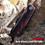 KATSU Folding Pocket Japanese Knife, G10 Handle, EDC Knife w/ D2 Steel Blade, Leather Sheath