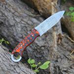 Hunting Knife Damascus Steel EDC Fixed Blade Bushcraft Knife, Full Tang Scout Carry Knife with Leather Sheath, Ideal for Skinning Outdoor Camping, Hunting, Hiking, Survival Knives (Damascus Knife)