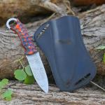 Hunting Knife Damascus Steel EDC Fixed Blade Bushcraft Knife, Full Tang Scout Carry Knife with Leather Sheath, Ideal for Skinning Outdoor Camping, Hunting, Hiking, Survival Knives (Damascus Knife)