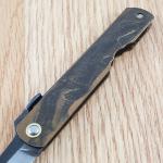 Higonokami No 2 Folding Knife 3" Blue Paper Steel Blade Black/Brown Iron Handle