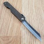 Higonokami No 2 Folding Knife 3" Blue Paper Steel Blade Black/Brown Iron Handle