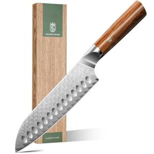 Dragon Creek Damascus Santoku Knife Sharp Japanese Chef Knife Professional Kitchen Gyuto Cleaver for Meat Vegetable Cutting Birthday Gift for Mom or Dad 7" Stainless Steel