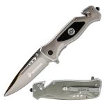 USMC Tactical Folding Knife–3.5 Inch Blade-Hunting, Rescue & Everyday Carry Gift for Marines Disabled Vet Owned Business | USMC Knife Silver
