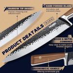 Huusk Japanese Chef Knife 8 Inch Gyuto Kitchen Knife Hand Forged Sushi Knives with Ergonomic Handle Professional Cooking Knife for Cuttting Meat Vegetables Premium Giftbox