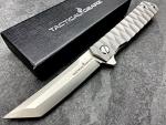Titanium Pocket Folding Knife for EDC, Solid Tc4 Titanium Handle, CPM D2 Steel Tanto Blade, Includes Sheath (Saint ST)