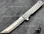 Titanium Pocket Folding Knife for EDC, Solid Tc4 Titanium Handle, CPM D2 Steel Tanto Blade, Includes Sheath (Saint ST)