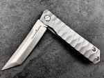 Titanium Pocket Folding Knife for EDC, Solid Tc4 Titanium Handle, CPM D2 Steel Tanto Blade, Includes Sheath (Saint ST)