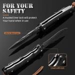 DRACHENADER Damascus Pocket Knife for Men, with Leather Sheath/Clip, 67-Layer Damascus Steel Pocket Knife Handmade Quick Release- Vg10 Steel Core Ebony Handle, Ideal Gift, Black