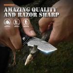 DRACHENADER Damascus Pocket Knife for Men, with Leather Sheath/Clip, 67-Layer Damascus Steel Pocket Knife Handmade Quick Release- Vg10 Steel Core Ebony Handle, Ideal Gift, Black