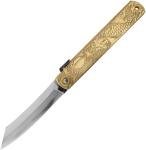 Higonokami Warikomi Large Folding Knife 3.75" Papper Steel Blade Brass Handle