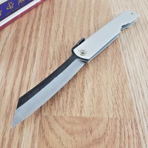 Higonokami No 10 Folding Knife 3" Blue Paper Steel Blade Gray Matte Iron Handle