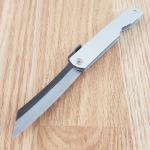 Higonokami No 10 Folding Knife 3" Blue Paper Steel Blade Gray Matte Iron Handle