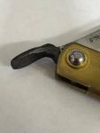 VINTAGE JAPANESE BRASS POCKET KNIFE ETCHING OF TIGER HIGONOKAMI FRICTION FOLDER