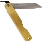 Higonokami Warikomi Folder Ox Folding Knife 3.25" Blue Paper Steel Blade Brass