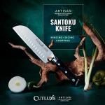 Cutluxe Santoku Knife – 7" Chopping Knife, Vegetable Knife – Forged High Carbon German Steel – Sheath Included – Full Tang & Razor Sharp – Ergonomic Handle Design – Artisan Series
