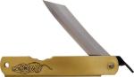 Higonokami Warikomi Folding Knife Blue Paper Steel Blade Brass Handle - BL183
