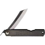 Higonokami No 4 Black Pocket Knife 2.63" SK5 Carbon Steel Blade Stainless Handle