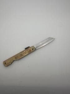 Higonokami Sadakoma Tanto Folding Knife Japan Brass Handle Used