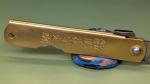 HIGONOKAMI Official Friction Folder Brass Knife w/ Blue Paper Steel Blade 100mm