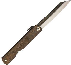 Higonokami Koriwa Brown Folding Knife Blue Paper Steel Japan