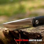 KATSU Folding Pocket Japanese Knife, Carbon Fiber Handle, EDC Knife w/154CM Steel Blade, Leather Sheath