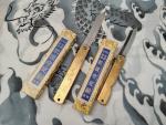 NOS Vtg Japanese Higonokami Brass Handle Aogami Folding Pocket Knife L/XL Set