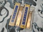 NOS Vtg Japanese Higonokami Brass Handle Aogami Folding Pocket Knife L/XL Set