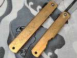 NOS Vtg Japanese Higonokami Brass Handle Aogami Folding Pocket Knife L/XL Set